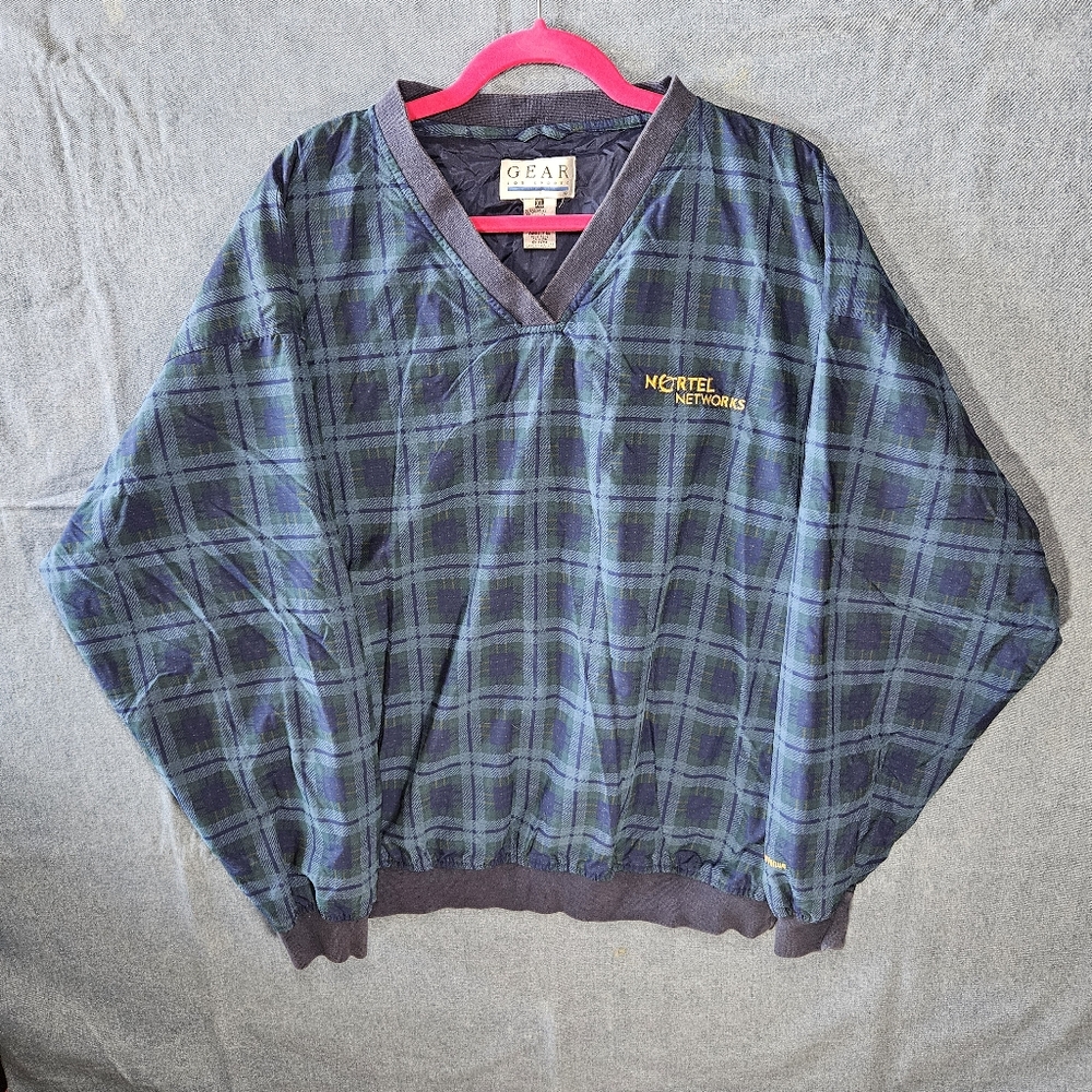 Vintage GEAR For Sports Nortel Networks Plaid Windbreaker XL | 90s Techwear.